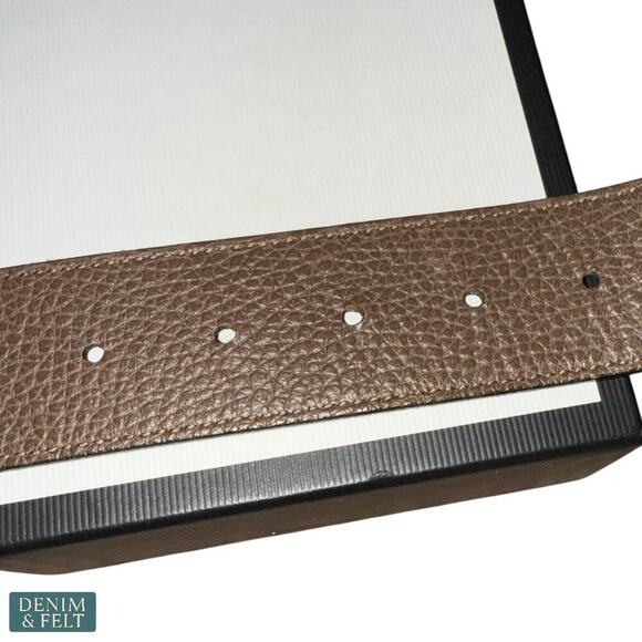 Gucci GG Supreme Leather Belt Black/Brown Reversible Silver Buckle Size 75/30 - Picture 10 of 13